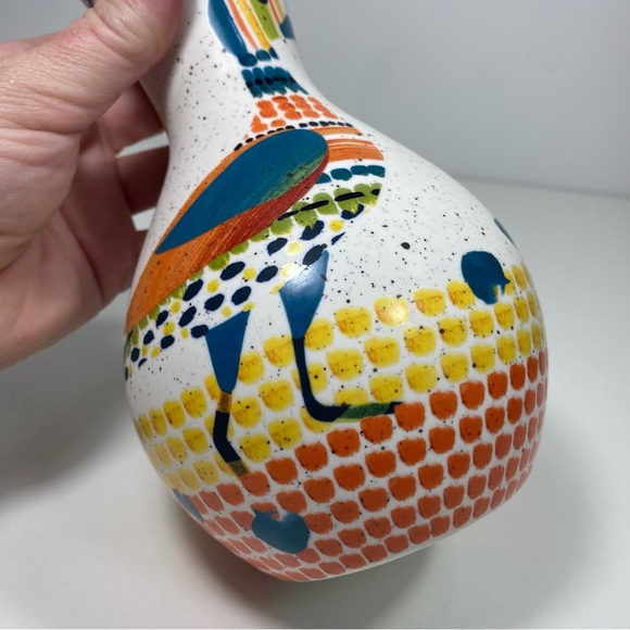 Rare Anthropologie Speckled Ceramic Bird Duck Trumpet Bouquet Flower Vase Decor - Picture 3 of 13